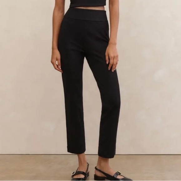 ME+EM Pants - ME+EM Ponte Pull On Pant Womens 6 Black Ankle Center Seam Back Slit Classic Work